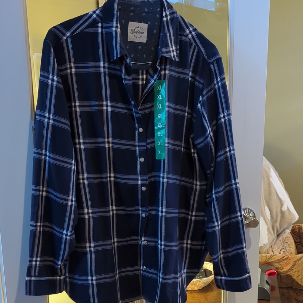 Jachs Girlfriend New York Dark Blue Checkered Shirt NWT